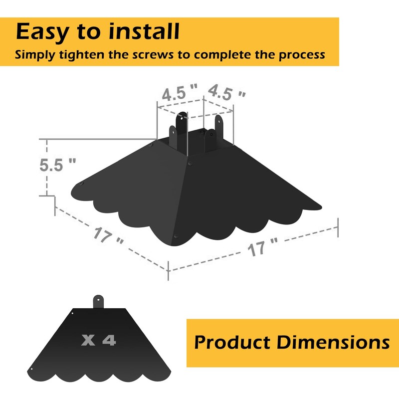 Firmlly Metal Squirrel Baffle for 4x4 Post, Outside Wooden Pole