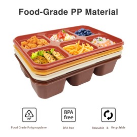 greenandlife 4 Pack Snack Containers, Reusable 6 Compartments Bento Snack Box, Meal Prep Lunch Containers for School Work Travel, Divided Food Storage for Kids Adults