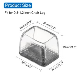 sourcing map 16pcs Chair Leg Floor Protectors Non-Slip Square Chair Leg Pads Caps Covers with Felt Bottom for Hardwood Floors Reduce Noise Scratches, Transparent (Fit for 0.8-1.2 Inch Legs)