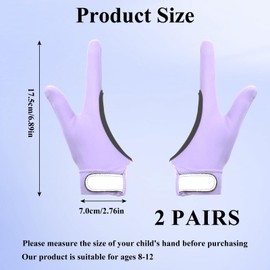 ALNKDH 4 Pcs Thumb Sucking Guard Gloves,Kids Chewy Compression Glove,Kids Stop Thumb Sucking and Finger Biting for Ages 5-13 (Light Purple+Mint Green # 2)