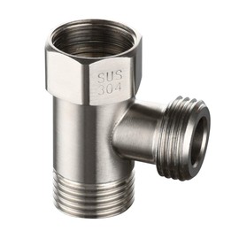 Ciencia Piping Fittings Thread Size G1/2 Shower Adapter Branch Fitting for Main Water Hose, Stainless Steel, International Standard Quarter-Turn Diameter, SBA020A