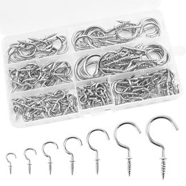 Eupneicu Screw Hooks [Pack of 150], 7 Sizes Screw-In Hooks, Large Screw Hooks for Hammocks, Hanging Chairs, Fixed Cables, Awnings, Hooks Ceiling