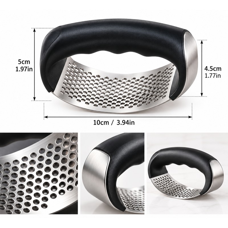 Stainless Steel Garlic Press for Food Prep – Manual Rocker