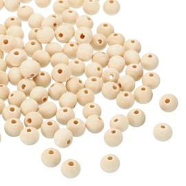 PATIKIL 10mm Natural Wood Beads, 350 Pack Unfinished Wooden Beads Round Loose Beads Spacer Beads for DIY Craft Jewelry Making Home Decoration