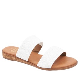 Andre Assous Womens Galia Slip On Sandal Featherweight Summer Essentials Luxury Vinyl Slipper, White, 6