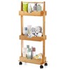Lyellfe 3 Tire Shower Caddy Stand, Bamboo Shower Floor Organizer
