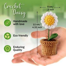 Teacher Gifts - Thank You for Helping Me Grow - Crochet Patterns Daisy - Lovely Appreciation Gifts - Best Gift for Nursery Teacher, Teaching Assistant