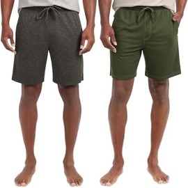 Eddie Bauer Men’s Comfort Fit Elastic Waistband with Outer Drawstring Lounge Short, 2 Pack (Gray,Large)