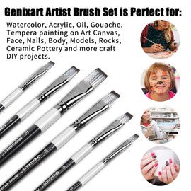 24 Pcs Paint Brush Set, Artist Paintbrushes for Acrylic Oil Watercolor Painting, Premium Nylon Hair Art Paint Brushes 4 Type of Shapes in Different Sizes Assorted