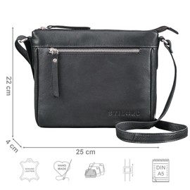 STILORD 'Mirabelle' Women's Leather Shoulder Bag - Timeless Bag Perfect as Shoulder Bag Shoulder Bag Leisure Bag Handbag for Hanging Shoulder Bag Genuine Leather, black, M