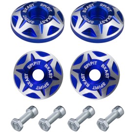 Amavoler License Plate Bolts, 4 pcs Universal M6 CNC Carved Aluminum Alloy License Plate Screw Kit for Motorcycle Chopper Windshield Trim Car Tag Frame,Unique Addition to Your Bike. (Blue)