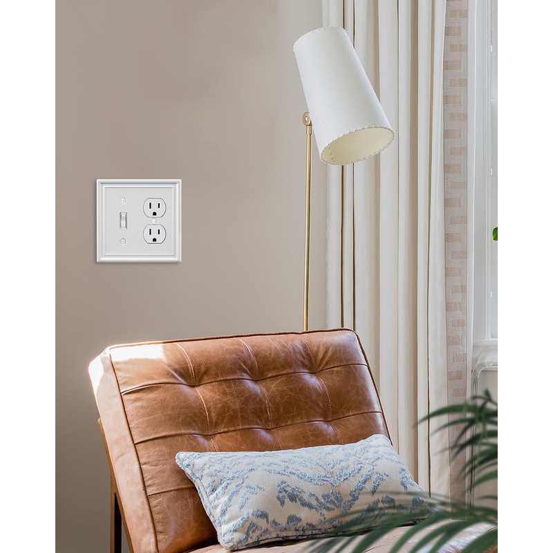 ZILLSEA 2-Pack Combination 1 Toggle/1 Duplex Wall Plate, Metal Light