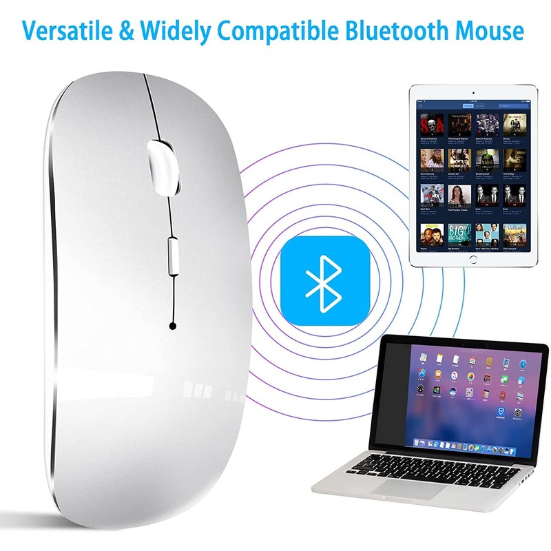 QYFP Bluetooth Maus, Wiederaufladbare Leichte Kabellose Maus Kompatibel mit MacBook