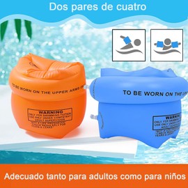 Flotadores para Niños, 4 PCS Bandas inflables del Brazo para Niños y Adultos, Bandas Inflables para Nadar de Mangas Engrosadas del Flotador del PVC con el Airbag Doble