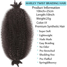 8 Packs Springy Afro Twist Hair Color 4 Marley Twist Braiding Hair 10 Inch Kinky Twist Short Marley Hair for Black Women Wrapping Faux Soft Locs