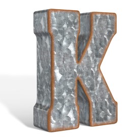 Galvanized Metal Letters for Wall Decor - 3D Letter K for Hanging or Freestanding - Unique Blend Rustic Vintage Western Industrial Style - Living Room Lobby Kitchen Bedroom Decoration - Height 7 Inch