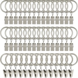 Ganchos para Cortina de Baño 50PCS con Anillos 1.5 Pulgadas, Argollas para Cortinas con Clips, Anillos Clips de Cortina Rustproof Vintage para Barra de 1.2 Pulgadas de Diámetro (Niebla Plata)