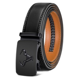 BULLIANT Men's Belt,Brand Ratchet Belt Of Genuine Leather For Gift Men Dress,Size Customized(Black,34"-40" Waist Adjustable)