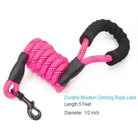 ADOGO® Rope Dog Lead with Soft Padded Handle and Reflective Threads Nylon Durable Dog Leash Safety 5FT Mountain Climbing Rope Twist Dog Lead For Small Medium Large Dogs