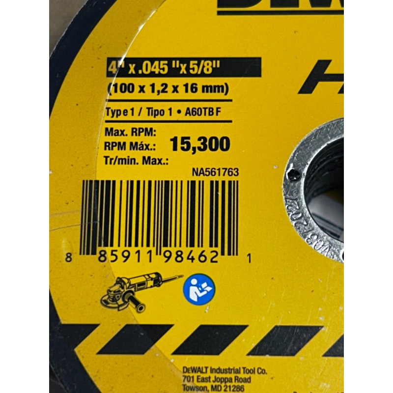 Dewalt 4" x 0.45 x 5/8" Metal and Stainless Abrasive