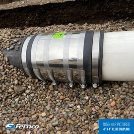 Fernco 4-inch XL Flexible Pipe Coupling Connector Fitting with Stainless Shield, Below Ground Plastic, Cast Iron, Steel