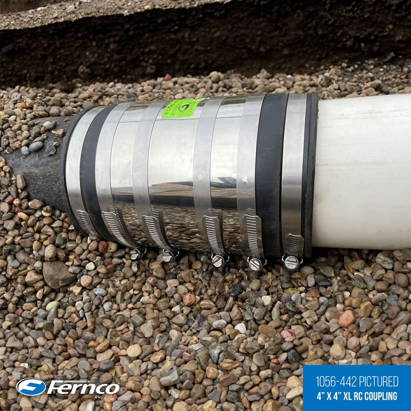 Fernco 4-inch XL Flexible Pipe Coupling Connector Fitting with Stainless