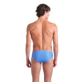 ARENA Men's Standard Performance Monogram Swim Briefs Athletic Swimsuit Training Bathing Suit, Blue River Multi