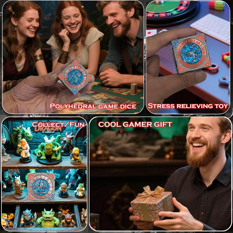 DND Rotary Metal Dice 3D Handheld 7-in-1 Polyhedral Role Playing