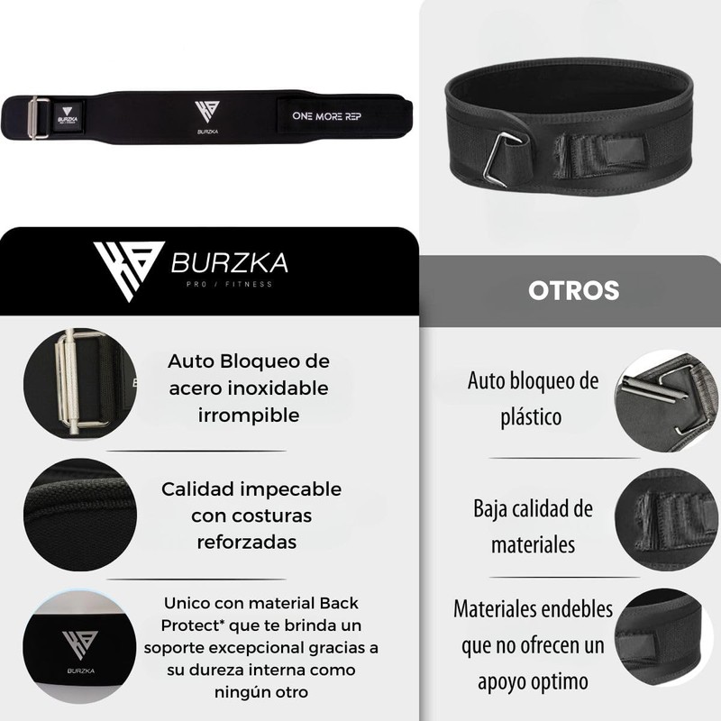 BURZKA Faja Cinturon Levantamiento Crossfit Pesas Gym Soporte Lumbar con