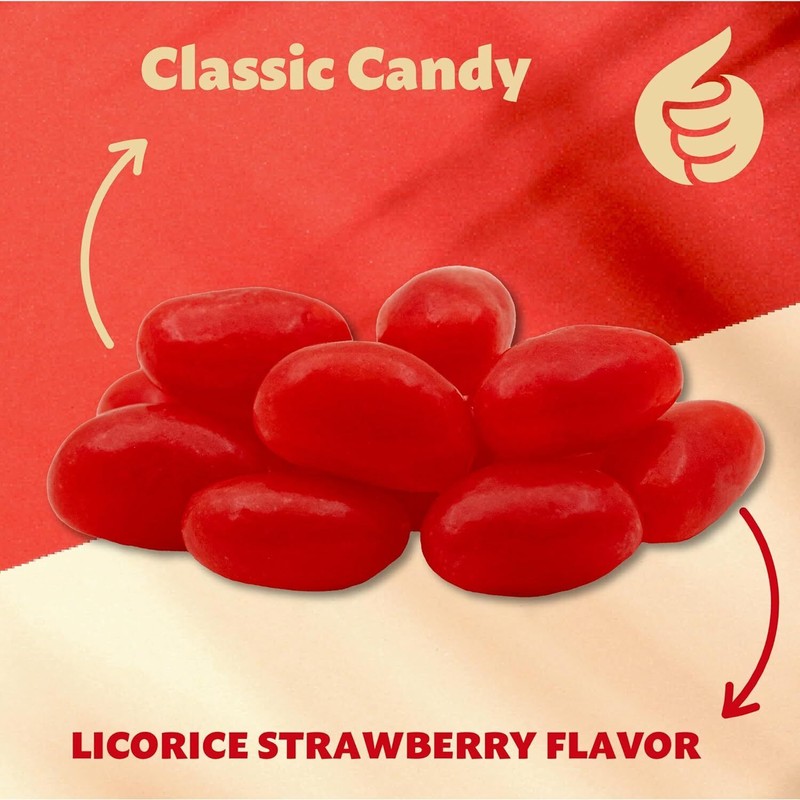 iLike! Strawberry Licorice Jelly Beans Candy, Classic Treat, 2-Pound Pack