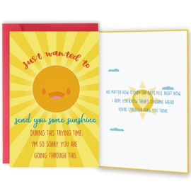 ICOOLYI Sunshine Thinking of You Card – Encouragement and Support Cards for Tough Times – Uplifting Sympathy or Get Well Card for Friend or Loved One