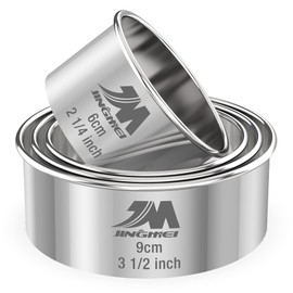 M JINGMEI M JNGMEI 4 Pieces Stainless Steel Cookie Cutter Set Biscuit Cutter 2.25inch, 2.75inch, 3.25inch,3.5inch Biscuit Plain Edge Round Cutters Sizes Shape Molds Multiple Sizes