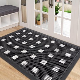 Extra Large Front Door Mat 48"x31" Heavy-Duty Waterproof Runner,Super High Traffic Non-Slip Commercial Entrance Mats for Office/Garage/Storefront,Rubber Doormat Outside for All Weather,Black&White