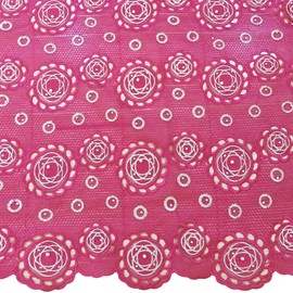 Bestway African Lace Fabric 5 Yards Fushia Pink Fashion Rhinestones Embroidery with Beads Net Nigerian Wedding Party Sewing Material