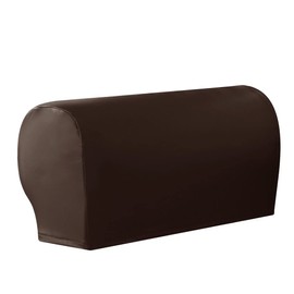 vctops Waterproof Faux Pu Leather Armrest Covers Vintage Stretch Arm Covers for Chairs Couch Sofa Armchair Slipcovers for Recliner Sofa 2pcs,Dark Coffee