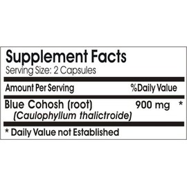 Blue Cohosh 900mg // 100 Capsules // Pure // by PureControl Supplements