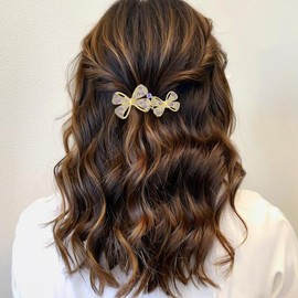 Soumimi Rhinestone Bow Hair Clips for Women Gold-plated Hairpins Barrettes, Hair Accessories for Wedding Party Everyday, Gift for Mom Wife