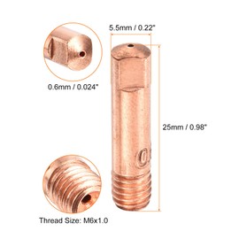 sourcing map 6pcs MIG Welding Gun Contact Tip 0.024" Copper MIG Welder Contact Tips Welding Gun Replacement Accessories for MB-15AK MIG Welding Torch