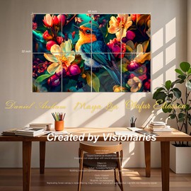 Mollywell Art Acoustic Panels, Sound Proofing, Wall Decoration, Suitable for Nature-Inspired Room Soundproofing & Vibrant Aesthetics (Robin), 48x32x0.4 Inch