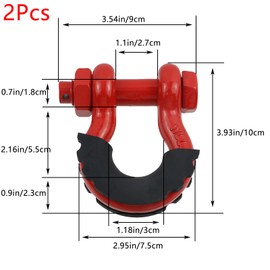 Geesatis 2Pcs D Ring Shackle,Heavy Duty Shackles with Washers,D Shackle for Tow Strap Winch Off Road Vehicle Recovery (Red)