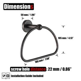 JQK Towel Ring Oil Rubbed Bronze, Stainless Steel Half Ring Towel Holder for Bathroom, 7 Inch ORB Wall Mount, TR160-ORB