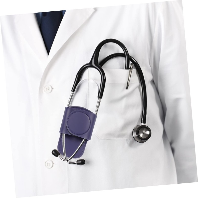 Baluue Stethoscope Holder Clip Pu Leather Stethoscope Protector for and