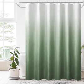 BBiggood Sage Green Shower Curtain, Extra Long Shower Curtain 72 x 84 inch, Ombre Waffle Shower Curtains for Bathroom, Waffle Weave Fabric Shower Curtain Set with Hook.