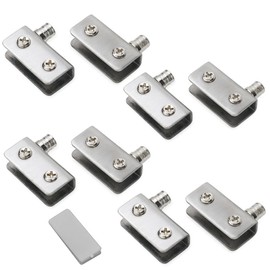 Pack-of-8 Glass Door Hinges 90°Pivot Door Hinge, No Drilling Glass Door Butt, 304 Stainless Steel, Fit 5-8mm Thickness Glass, Silver
