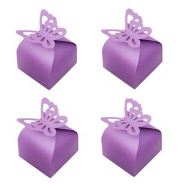KUPOO 50PCS Small purple Butterfly Favor Boxes Girl Baby Shower Candy Box Small Butterfly Gift Boxes Party Favors for Wedding Birthday