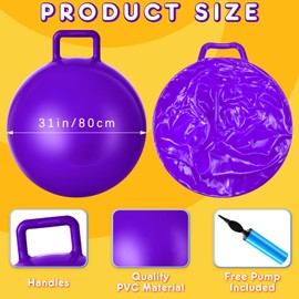 Lewtemi 3 Pcs 31 Inch Bouncing Ball with Handle, Outdoors Hopper Jumping Hopping Ball and Air Pump for Sports School Games Exercise (Orange, Blue, Purple)