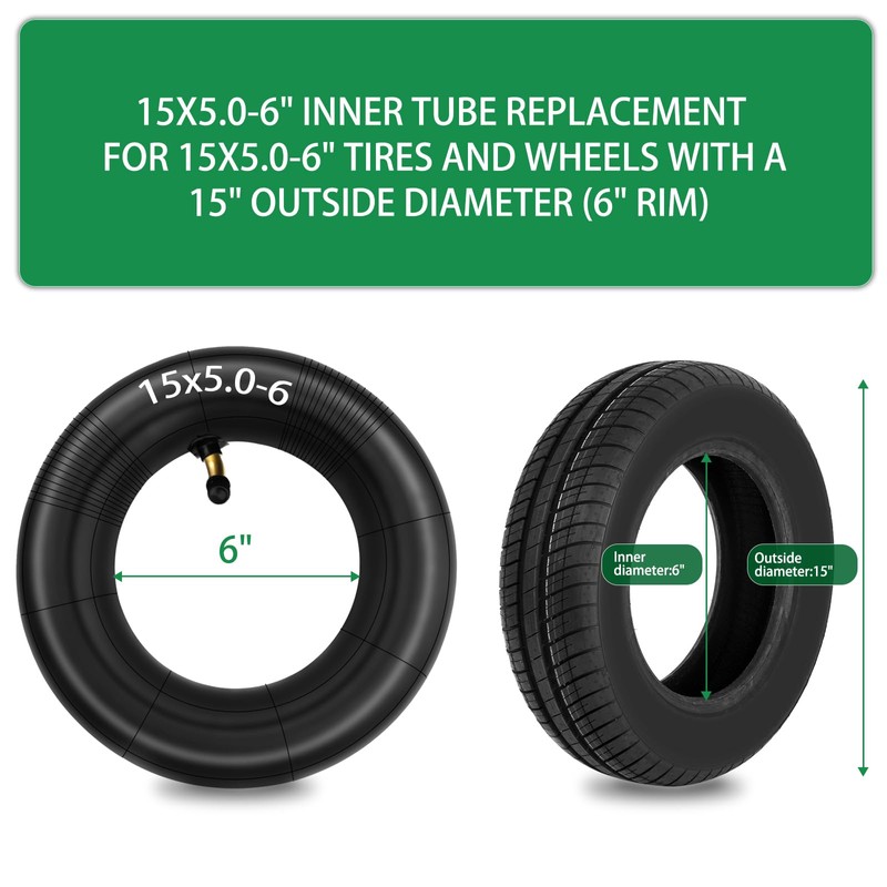 LAXEEM 2Pack 15x6.00-6" Inner Tubes with TR87 Angled Valve Stem