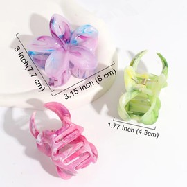 Flower Hair Clips, Large Claw Clips for Women Ladies, Big Cute Summer Hair Claws, Beech Hair Catch Clamps Barrettes Headwear Accessories for Thin Thick Hair, 6 Colors