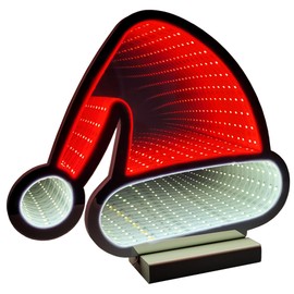 Brandsseller LED 20 x 7 x 24.5 cm Christmas Hat Infinity Effect Timer Function Illuminated on Both Sides Window Decoration X-Mas IP20-3 m Cable Including Stand for Indoor Use