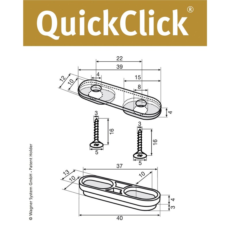 Wagner QuickClick Tandem Chair Glides Felt Glides 16 Pieces Set